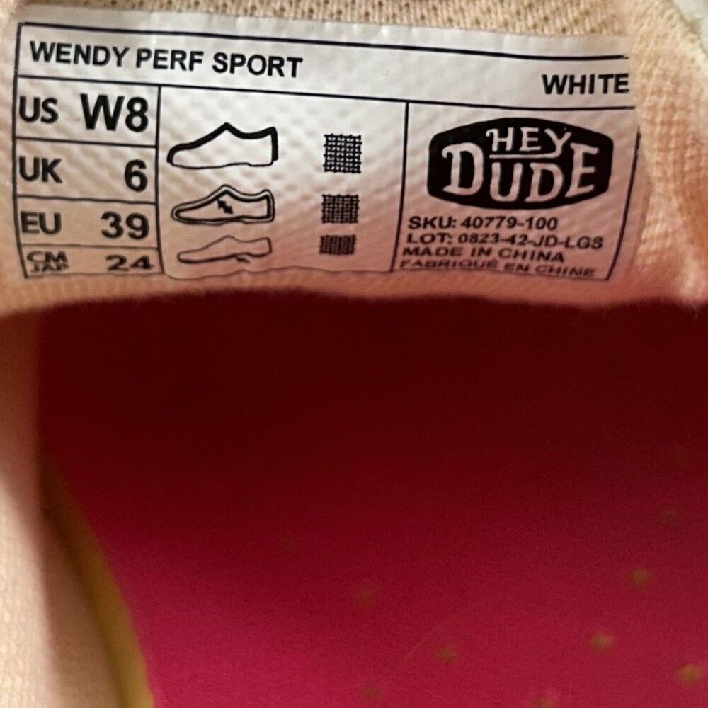 Hey Dude Wendy Perf Sport Women’s Sz 8 White Green Slip On Loafers Comfort Shoes - Picture 11 of 11